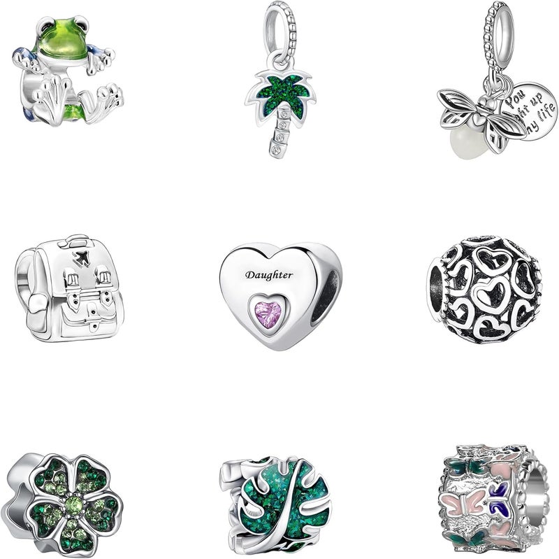 Acrobious 9PCS European Charms Beads Pendant For Bracelet, Charms DIY Bracelets Necklace Jewellery Gift - Image 1